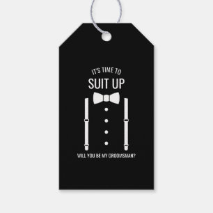 Black Wedding Bow Tie Groomsman Proposal Gift Tags