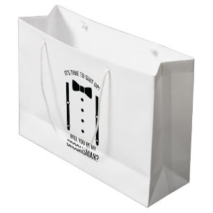 Black Wedding Bow Tie Groomsman Proposal Large Gift Bag