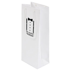 Black Wedding Bow Tie Groomsman Proposal Wine Gift Bag