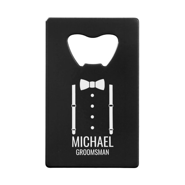 Black Wedding Bow Tie Personalised Groomsmen (Front)