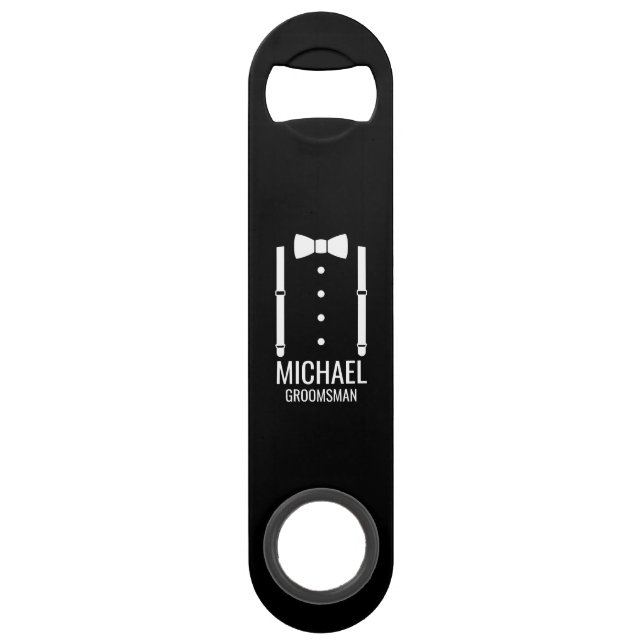 Black Wedding Bow Tie Personalized Groomsmen (Front)