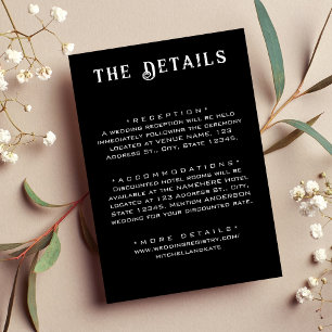 Black Wedding Details Enclosure Card