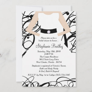 Black Wedding Dress Bridal Shower Invitation