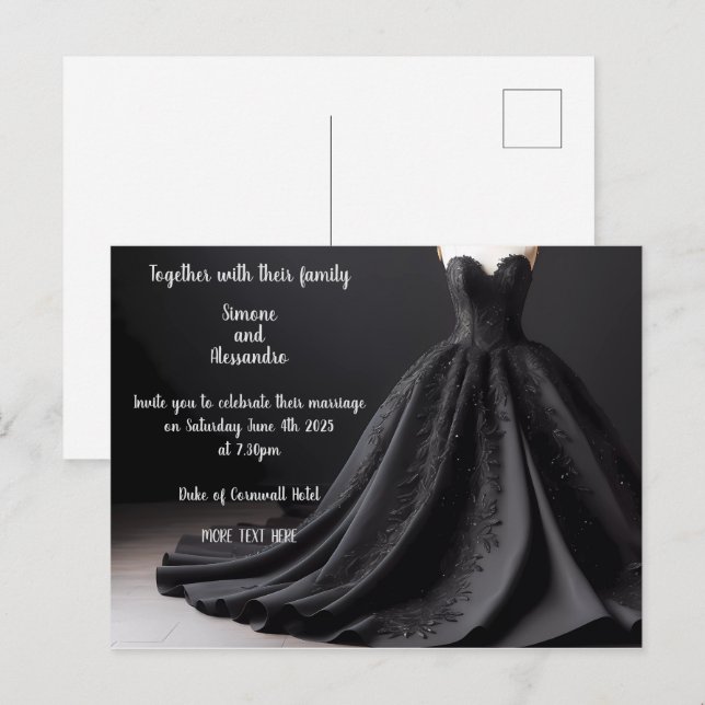 Black Wedding Dress Invitation (Front/Back)