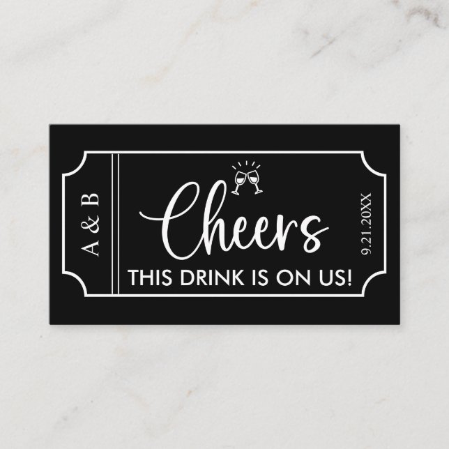 Black Wedding Drink Ticket Voucher (Front)