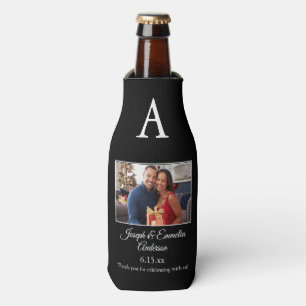 Black Wedding Favor Photo Bottle Cooler 