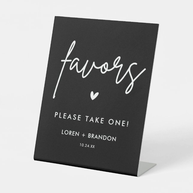 Black Wedding Favours Sign | Please Take One (Front)