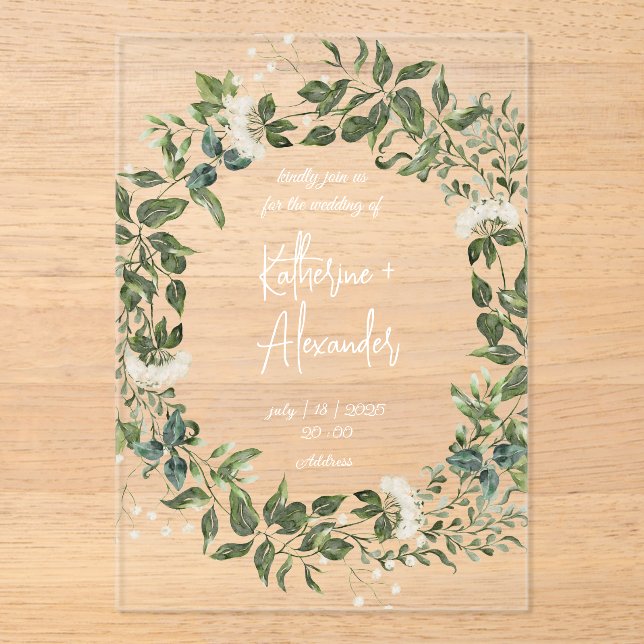 Black wedding floral Lily Invitation classics (Front)