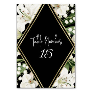 Black wedding floral Lily Invitation classics Table Number