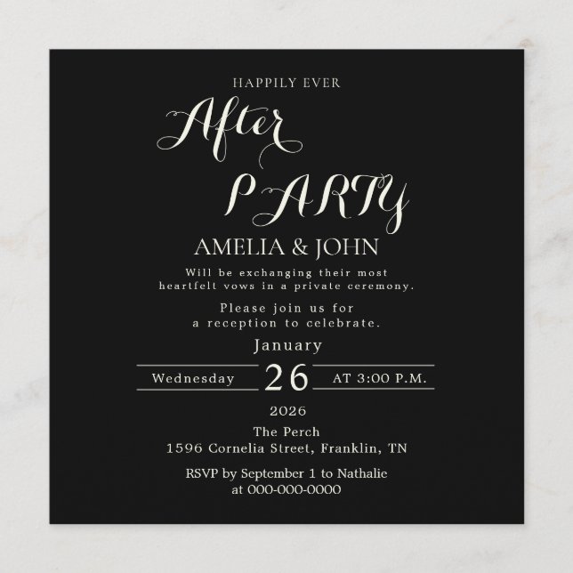 Black wedding invitation (Front)
