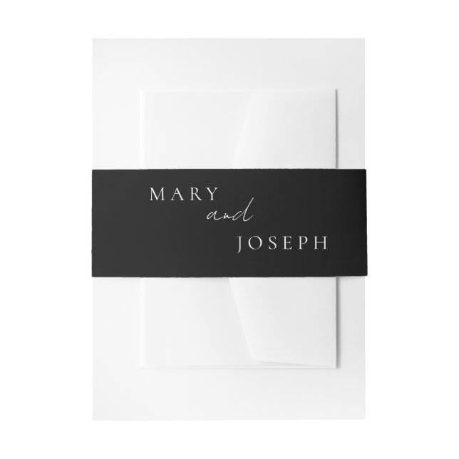 Black Wedding Invitation Belly Band Customisable  (Front Example)