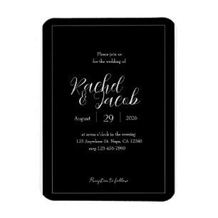Black Wedding Invitation Magnet Customisable 