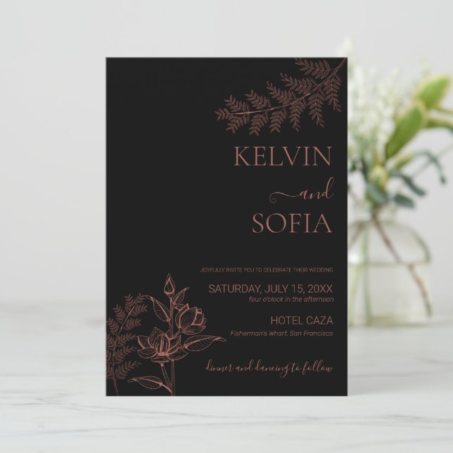 Black wedding invitation Wedding Invitation  (Standing Front)