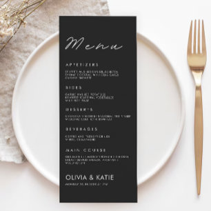 Black Wedding Menu Cards Template