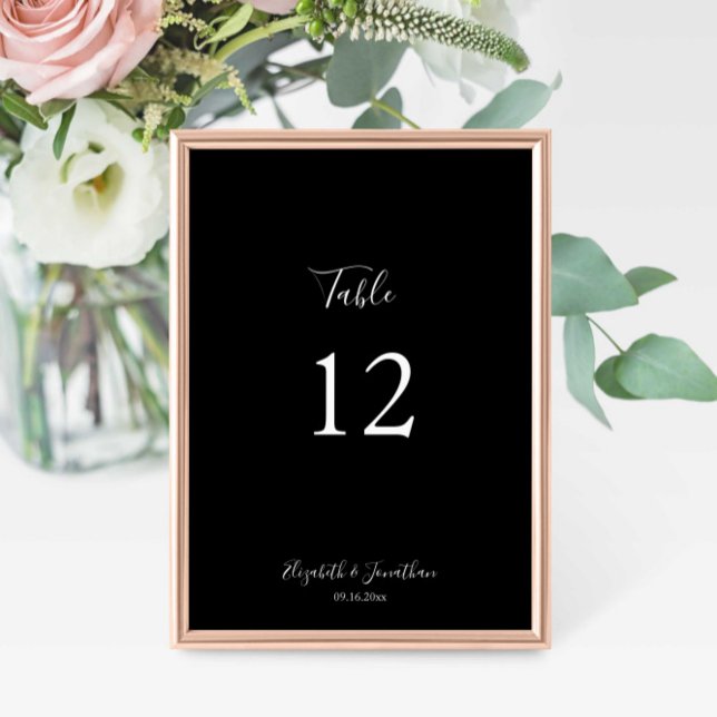 Black Wedding Menu Script Modern Minimalist Simple Table Number (Creator Uploaded)