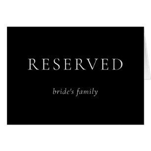 Black Wedding Minimalist Reserved Bride's Family
