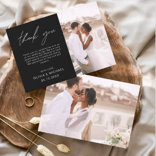 Black Wedding Minimalist Thank You Cards