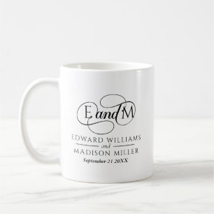 Black Wedding Monogram Personalised Coffee Mug