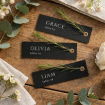 Black Wedding Name Tag Table Place Cards