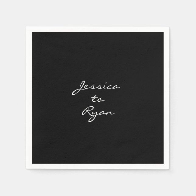 Black Wedding "Name to Name" Cocktail Napkin (Front)