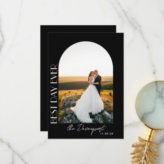 Black Wedding Photo Thank you (Front/Back In Situ)