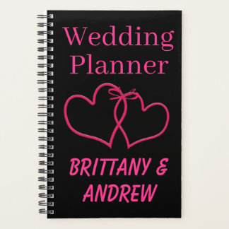 Black Wedding Planner Hot Pink Joined Hearts