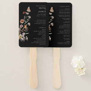 Black Wedding Program Hand Fan