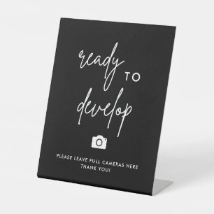 Black Wedding Ready To Develop Disposable Camera Pedestal Sign