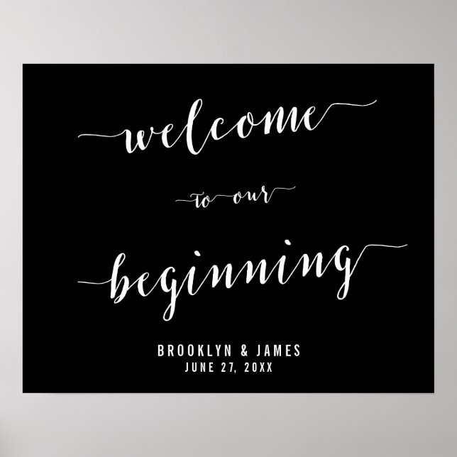 Black Wedding Reception Sign Print 20x16 (Front)