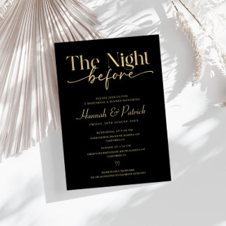 Black Wedding Rehearsal Dinner Invitation
