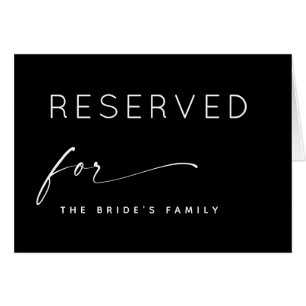 Black Wedding Reserved Sign Seating Reservation