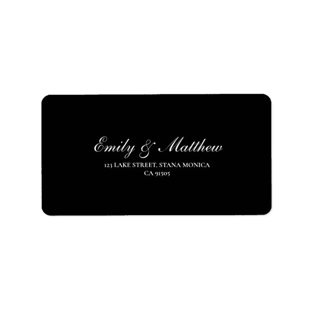 Black Wedding Return Address Labels (Front)