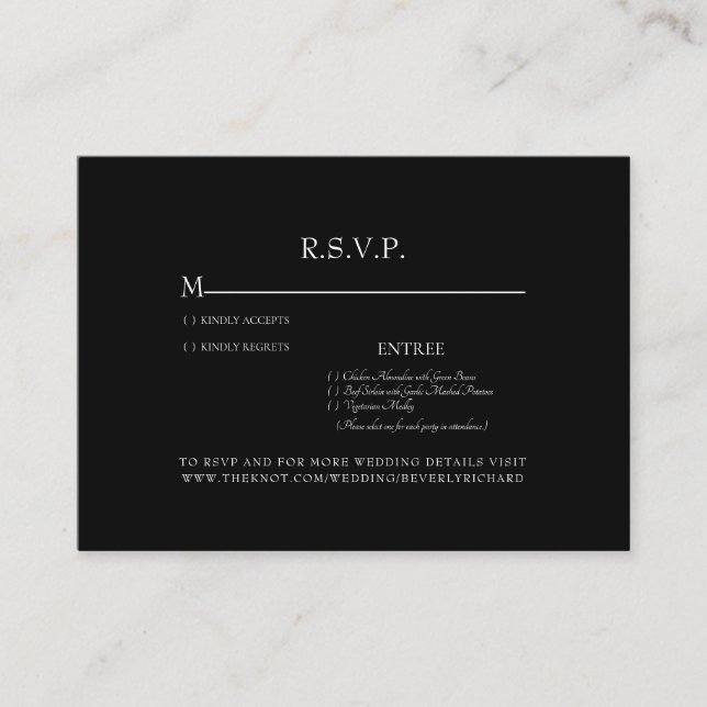 Black Wedding RSVP Enclosure (Front)