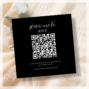 Black Wedding RSVP QR Code Enclosure Card