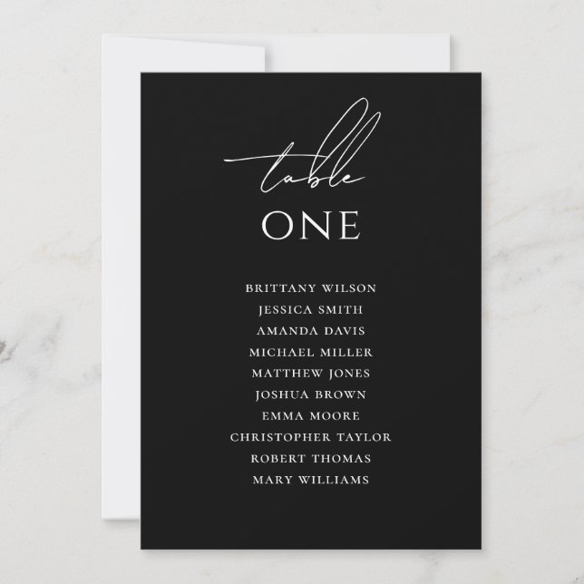 Black Wedding Seating Chart | Elegant Modern Invitation (Front)