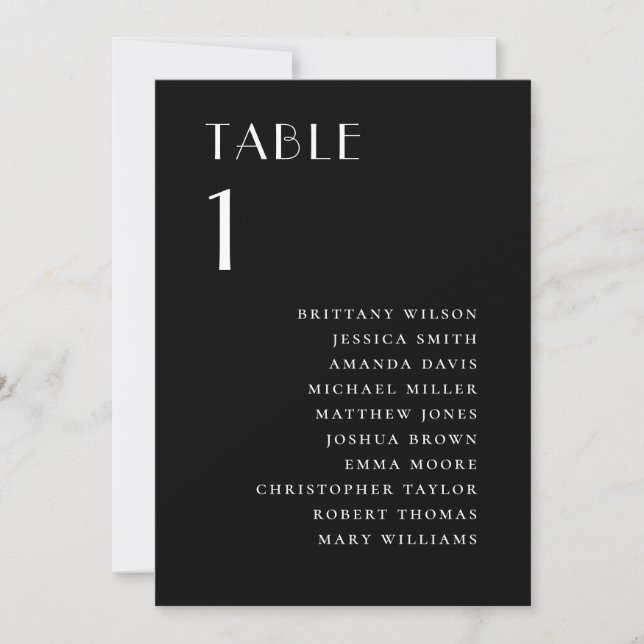Black Wedding Seating Chart | Modern Minimalist Invitation (Front)