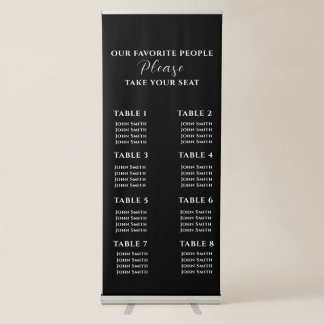 black Wedding Seating Chart Retractable Banner