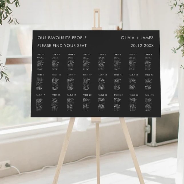 Black Wedding Seating Chart Template (Black Wedding Seating Chart Template)