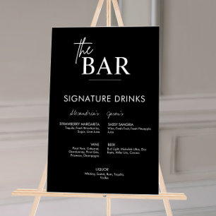Black Wedding Signature Drinks Bar Menu Acrylic Sign