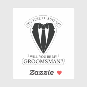 Black Wedding Suit and Tie Groomsman Proposal