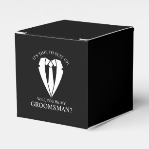 Black Wedding Suit and Tie Groomsman Proposal Favour Box