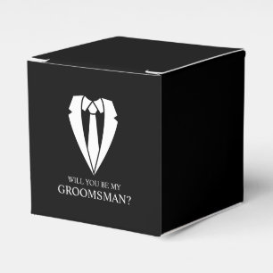 Black Wedding Suit and Tie Groomsman Proposal Favour Box