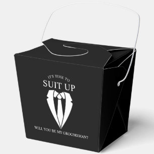 Black Wedding Suit and Tie Groomsman Proposal Favour Box
