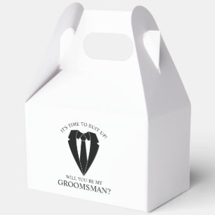 Black Wedding Suit and Tie Groomsman Proposal Favour Box