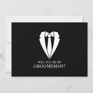 Black Wedding Suit and Tie Groomsman Proposal Invitation