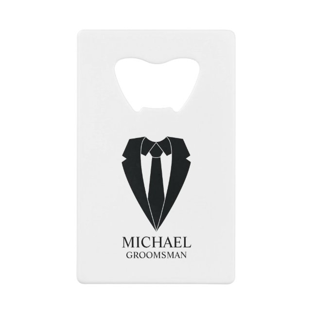 Black Wedding Suit and Tie Personalised Groomsmen (Front)