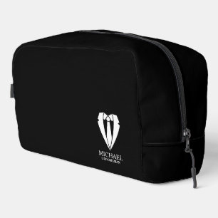 Black Wedding Suit and Tie Personalised Groomsmen Dopp Kit