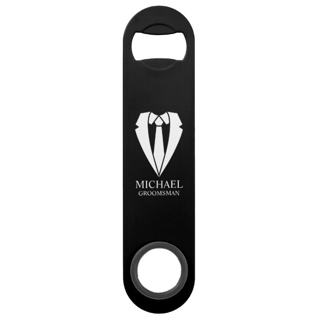Black Wedding Suit and Tie Personalized Groomsmen (Front)