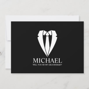 Black Wedding Suit Personalised Groomsman Proposal Invitation