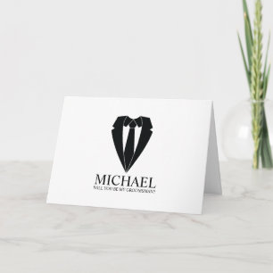 Black Wedding Suit Personalised Groomsman Proposal Invitation